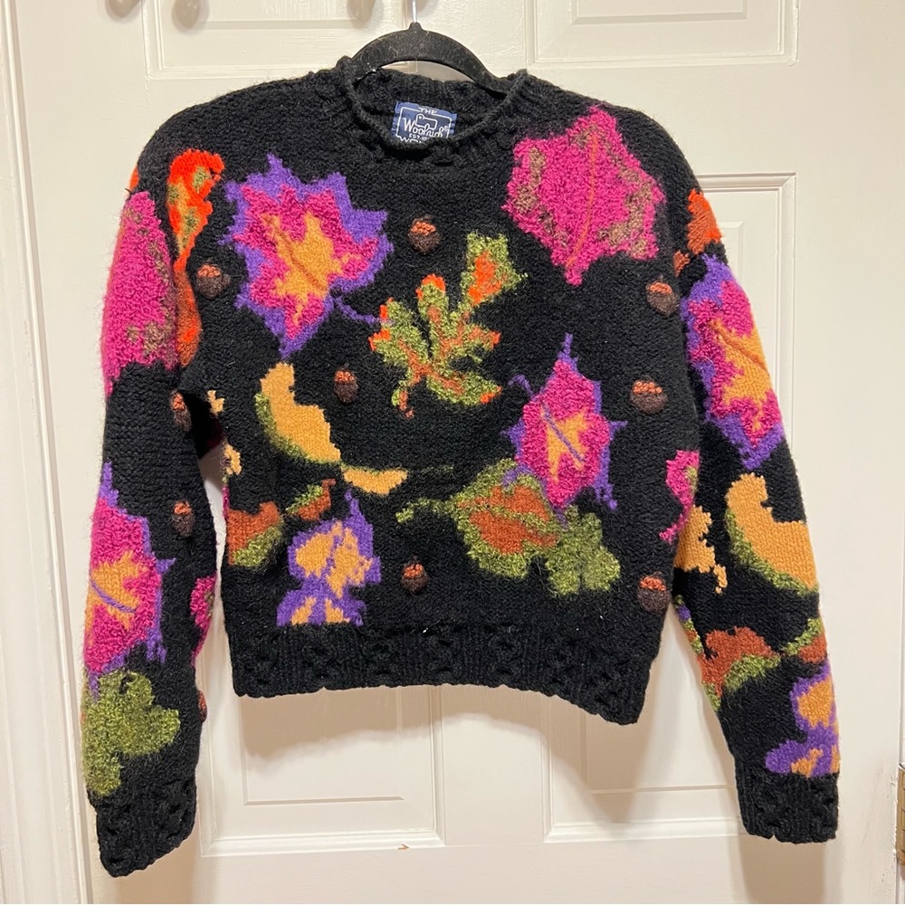 Vintage 80s 90s Woolrich Woman Wool Retro Bright Leaf Sweater